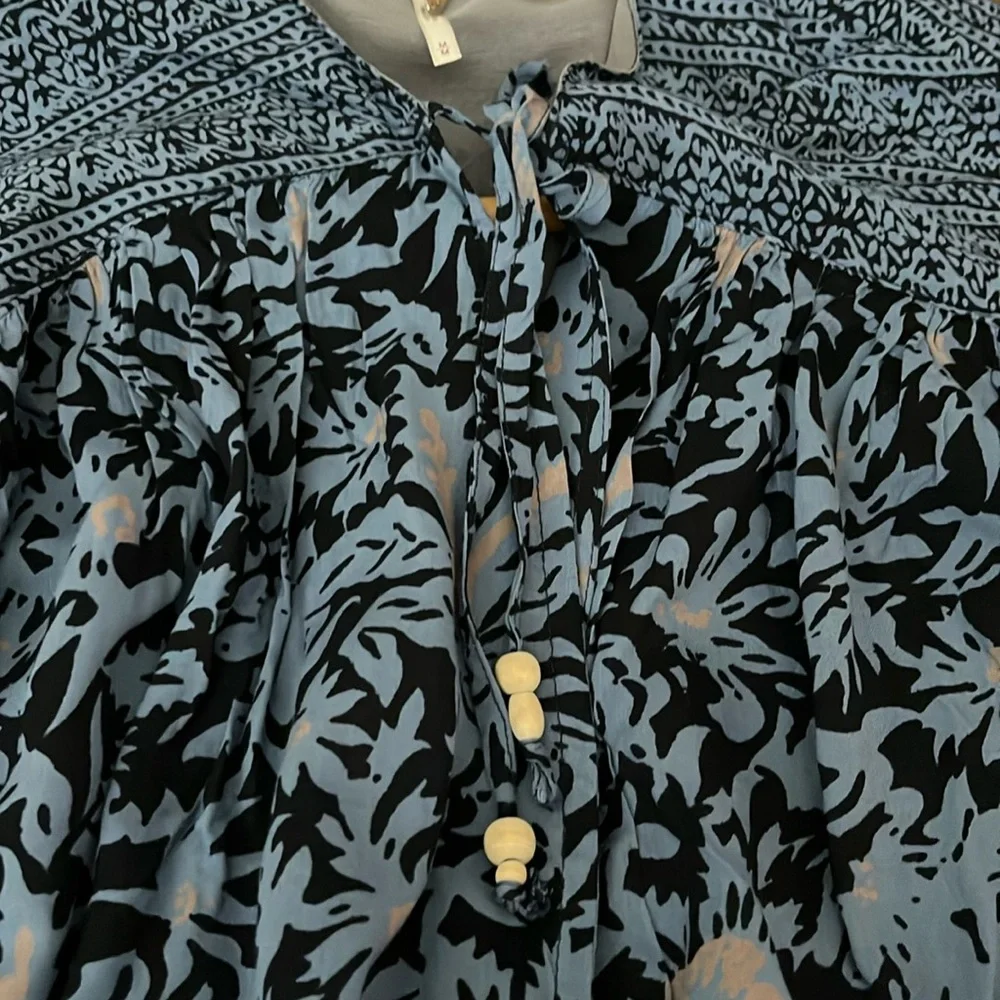 Free People Blue Boho Short Kimono Top